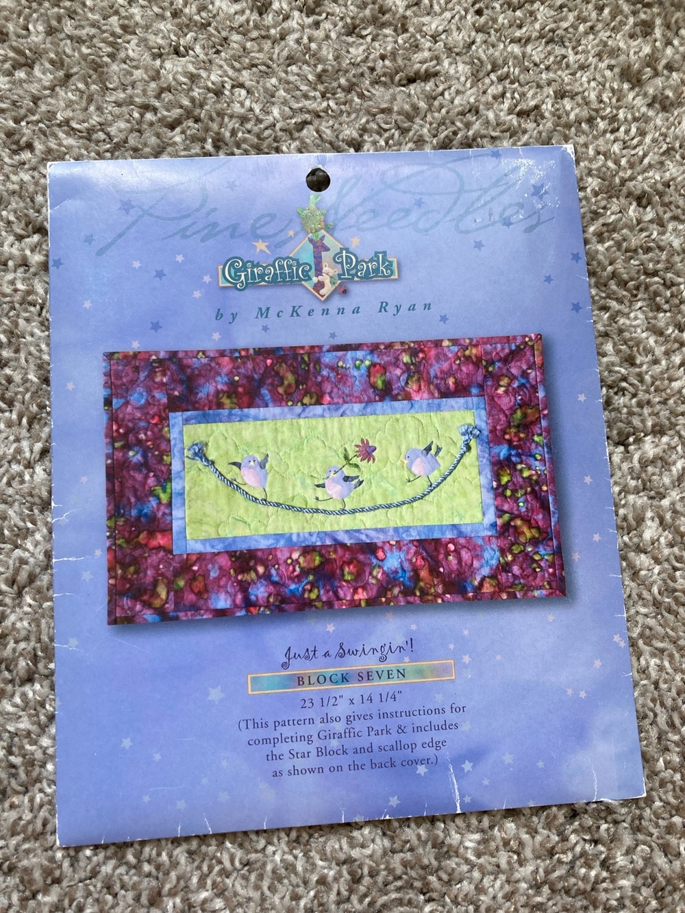 Giraffic park McKenna Ryan just a swingin block 7 quilt pattern birds
